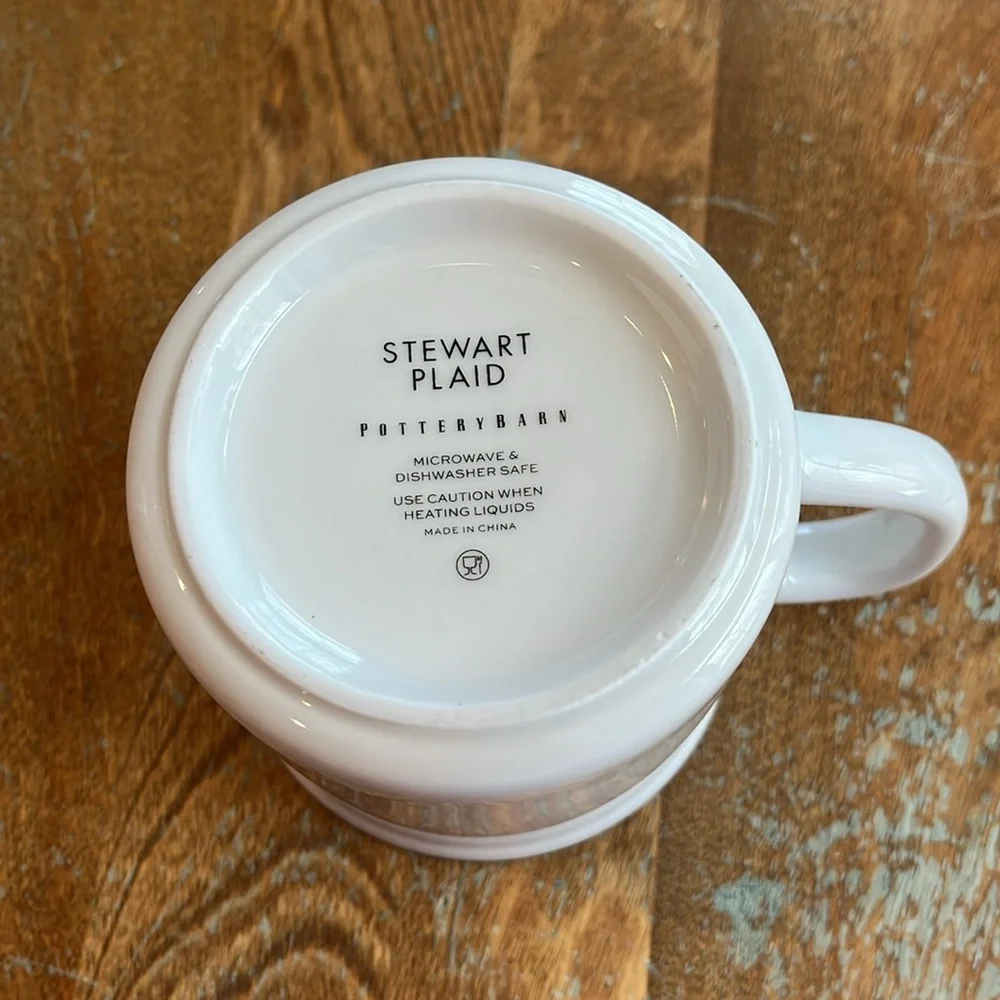 POTTERY BARN Stewart Plaid Monogram Initial T Mug